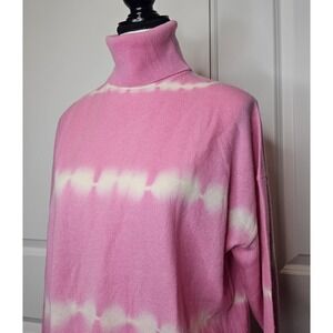 Cinq A Sept Kenny Tie‎ Dye Sweater Turtleneck Wool Cashmere Size Small Pink